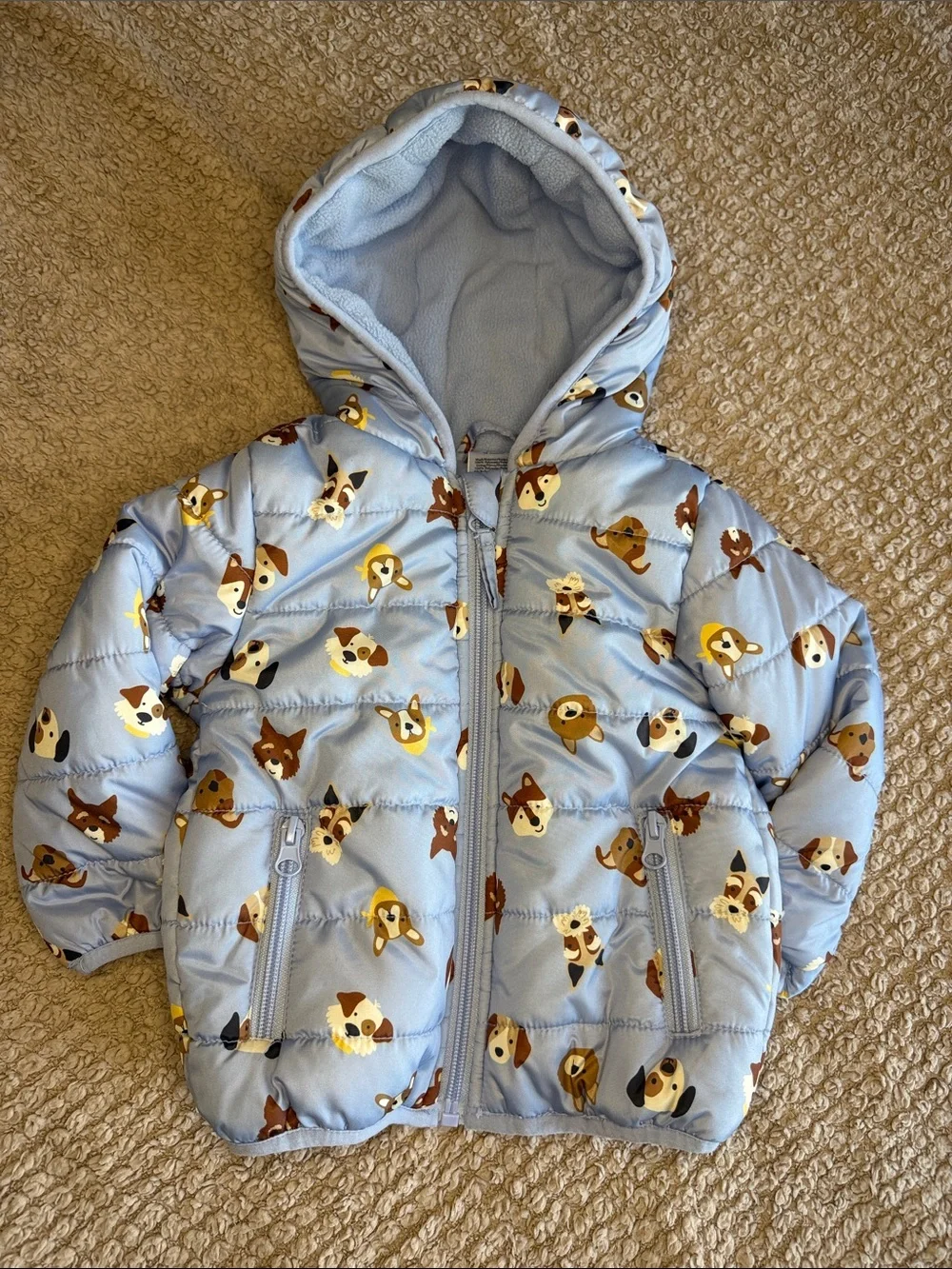 Cute Dog Print Puffer Jacket